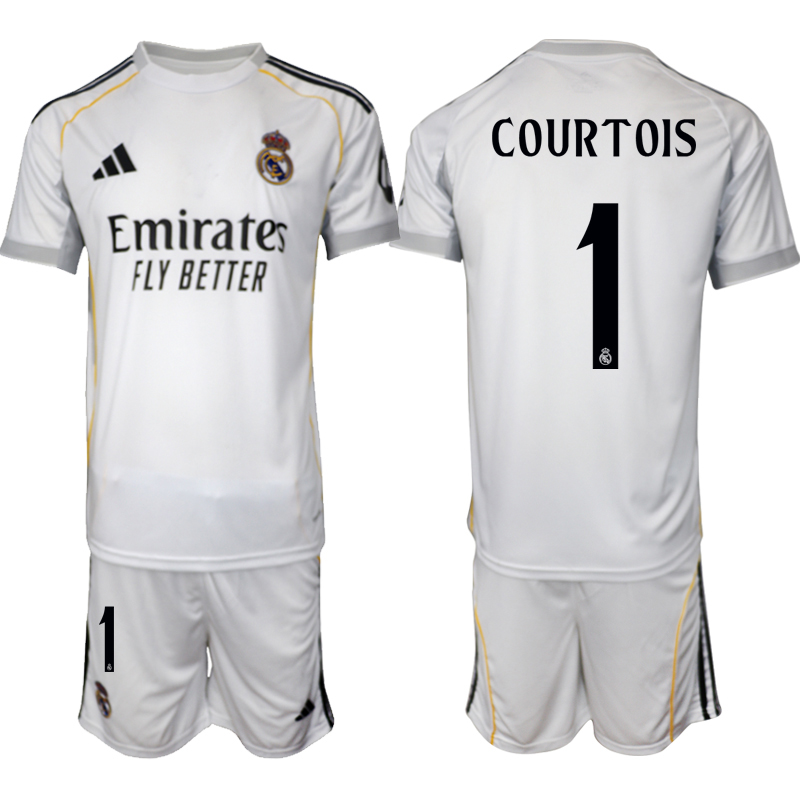 Men 2025-2026 Club Real Madrid home White #1 Soccer Jersey->real madrid jersey->Soccer Club Jersey